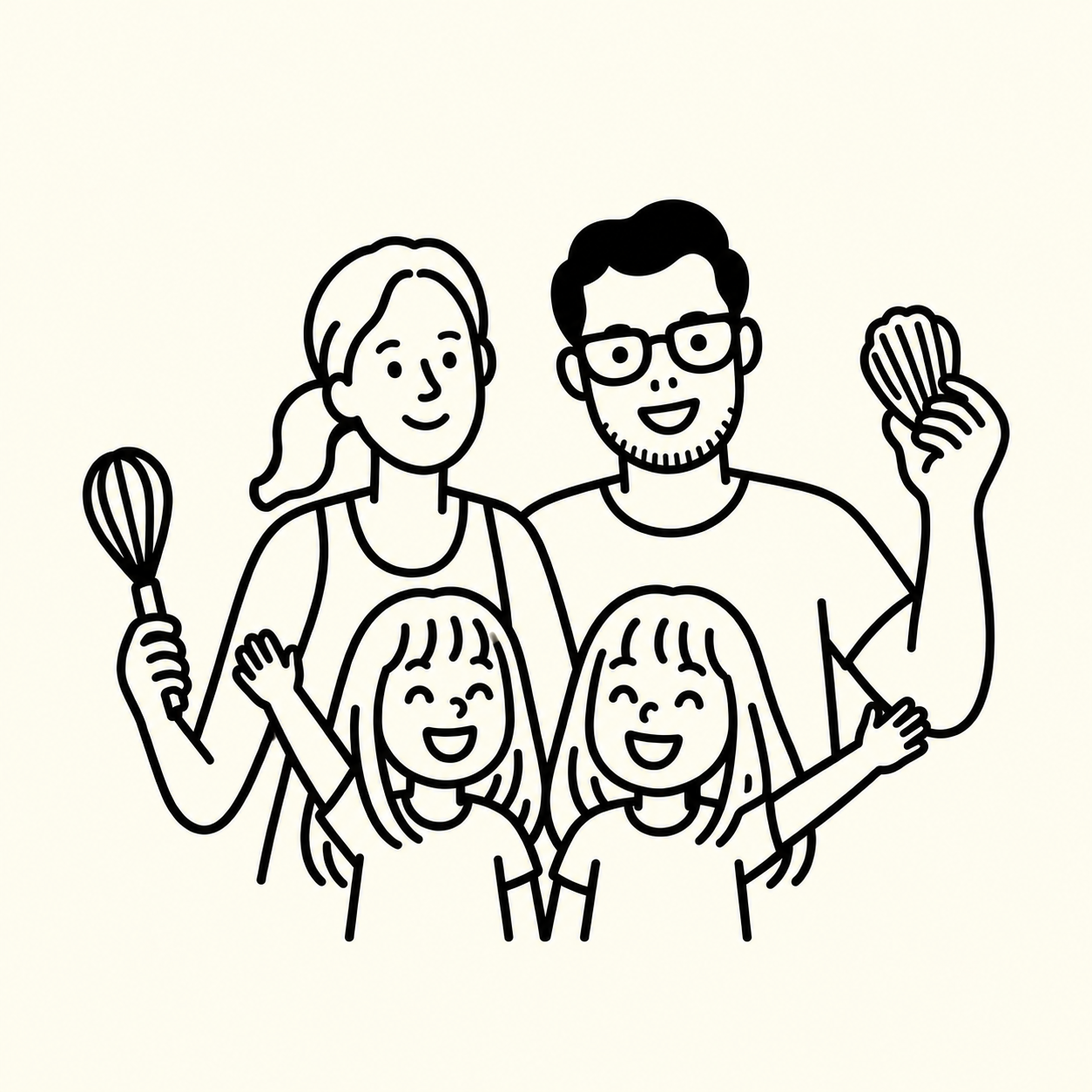 Illustration de Julie, Jérémy et leurs filles.